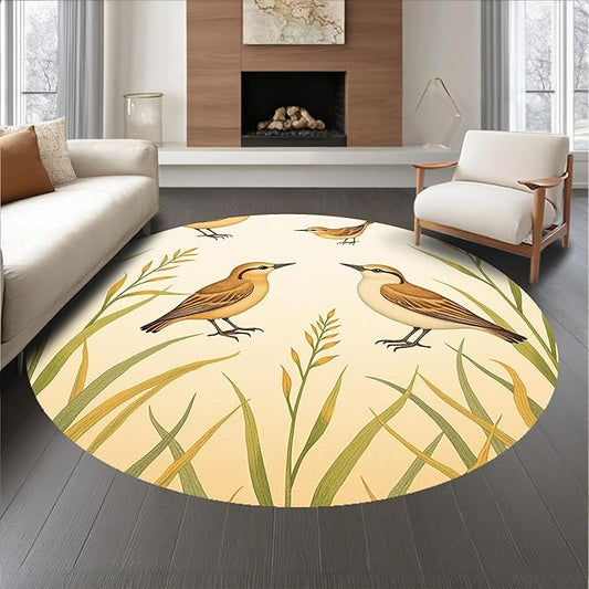 Flatwoven High Traffic Area Rug 8, Delightful Wetland Wildlife Motifs with Charming Marsh Artwork, Non Slip, Stain Resistant, Washable Area Rugs for Living Room, Bedroom (Brown, 8)