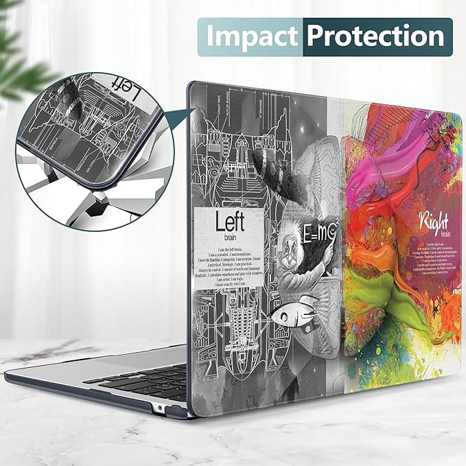 TWOLSKOO for MacBook Air 13 inch Case M5 2026 M4 2025 M3 M2 2024-2022 A3449 A3240 A3113 A2681, Plastic Hard Shell & Keyboard Cover & Screen Film for MacBook Air 13.6 inch Case, Creative Brain
