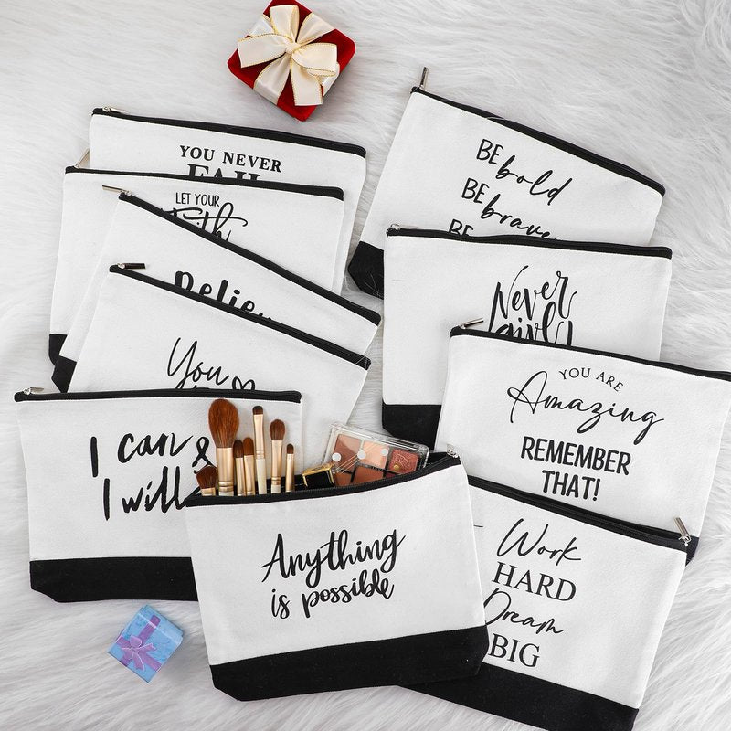 Sanwuta 30pcs Cna Week Gift for Women Inspirational Makeup Bags with Zipper Thank You Cosmetic Bags Gift for Teacher Nurse Graduation (Classic)