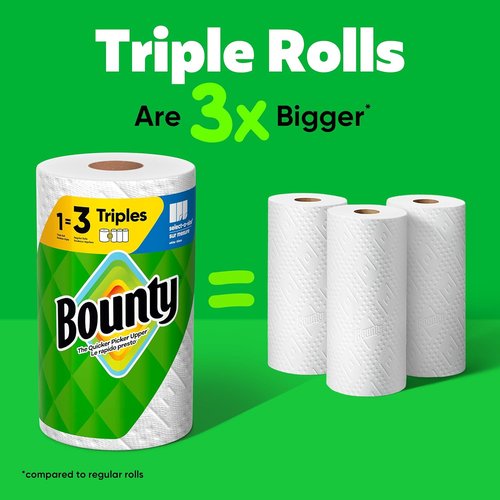 Bounty Select-A-Size Paper Towels - White, 8 Triple Rolls (Equivalent to 24 Regular Rolls)