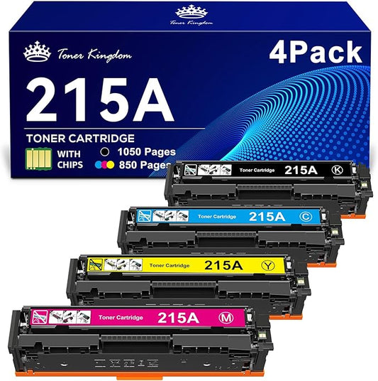 215A Toner Cartridge 4 Pack Replacement for HP 215A with Chip Works with HP Color LaserJet Pro MFP M182nw M183fw M182n M155a M155nw Printer (Black Cyan Yellow Magenta)