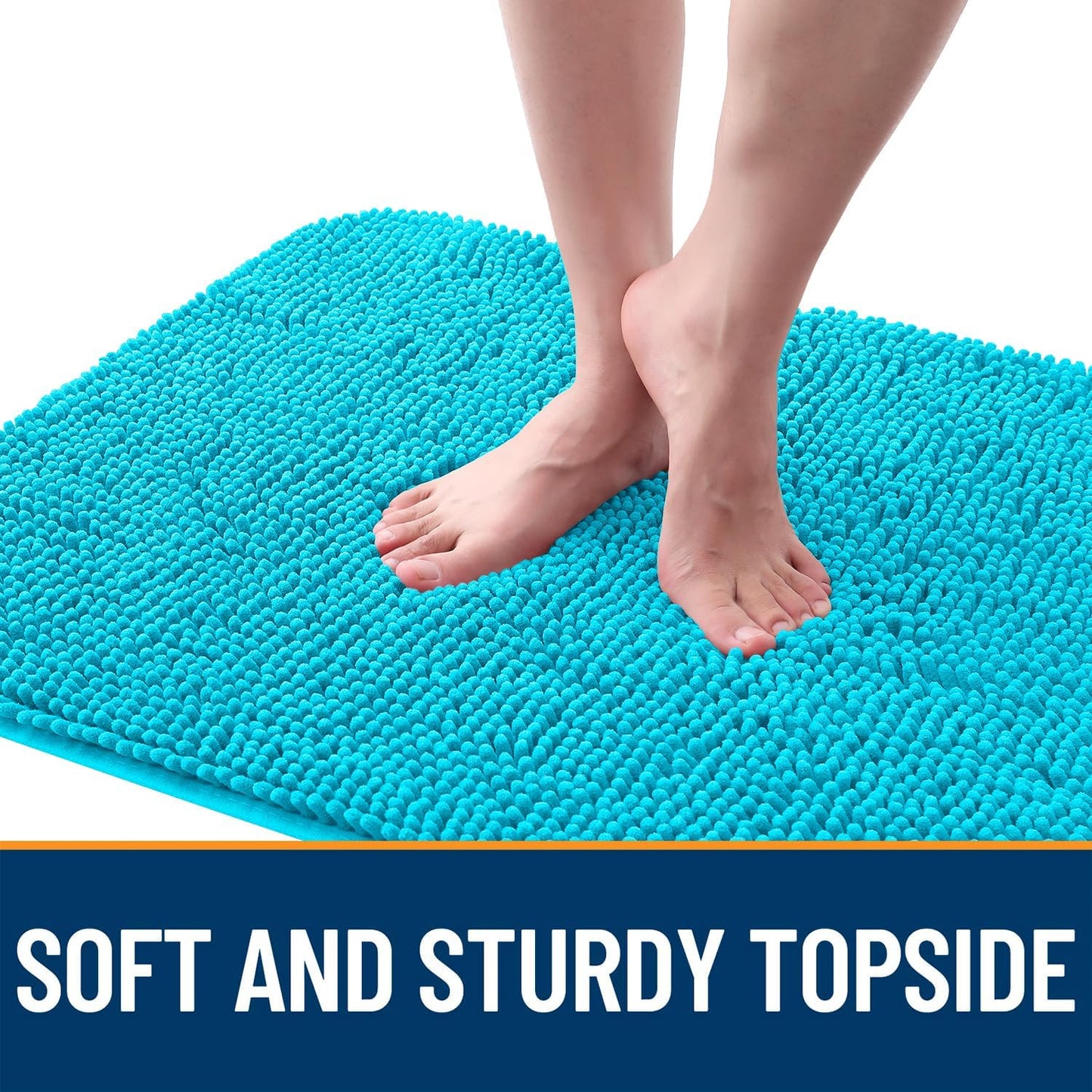 OLANLY Dog Door Mat - Absorbent Non-Slip Washable Doormat for Muddy Paws | 44x24 Aqua Blue