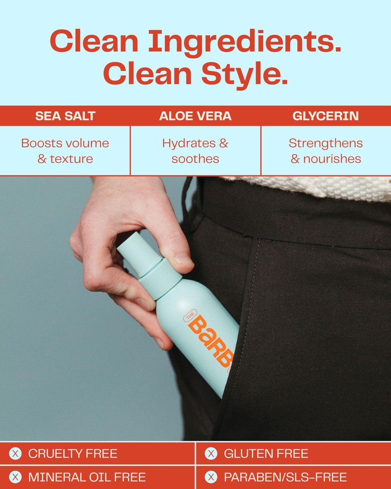 Barb Sea Salt Spray for Hair - Texturizing Beach Wave Spray for Thin and Thick Hair - Soft Matte Finish, Light Hold - Original Scent - 4 oz