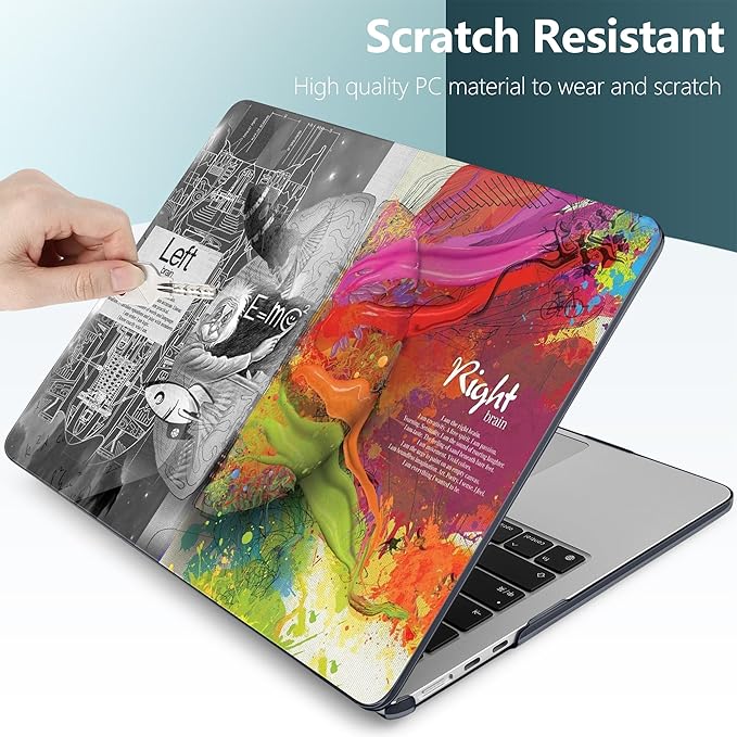TWOLSKOO for MacBook Air 13 inch Case M5 2026 M4 2025 M3 M2 2024-2022 A3449 A3240 A3113 A2681, Plastic Hard Shell & Keyboard Cover & Screen Film for MacBook Air 13.6 inch Case, Creative Brain