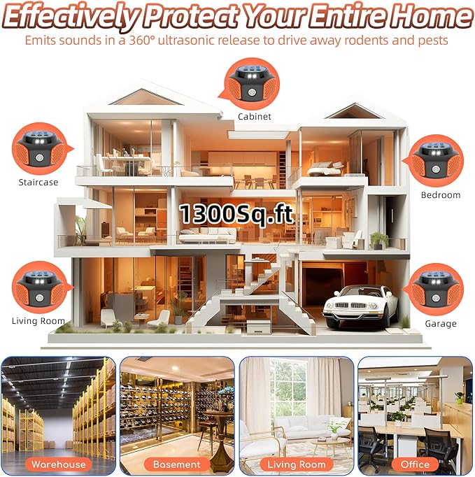2026 360Â°Ultrasonic Mouse Repellent Plug in Indoor Pest Control for Rodent Mice Rat Squirrel Bat Roach Spider Ant Bug,Electronic Repellent Device Mouse Traps for Basement House Kitchen Garage(2pack)