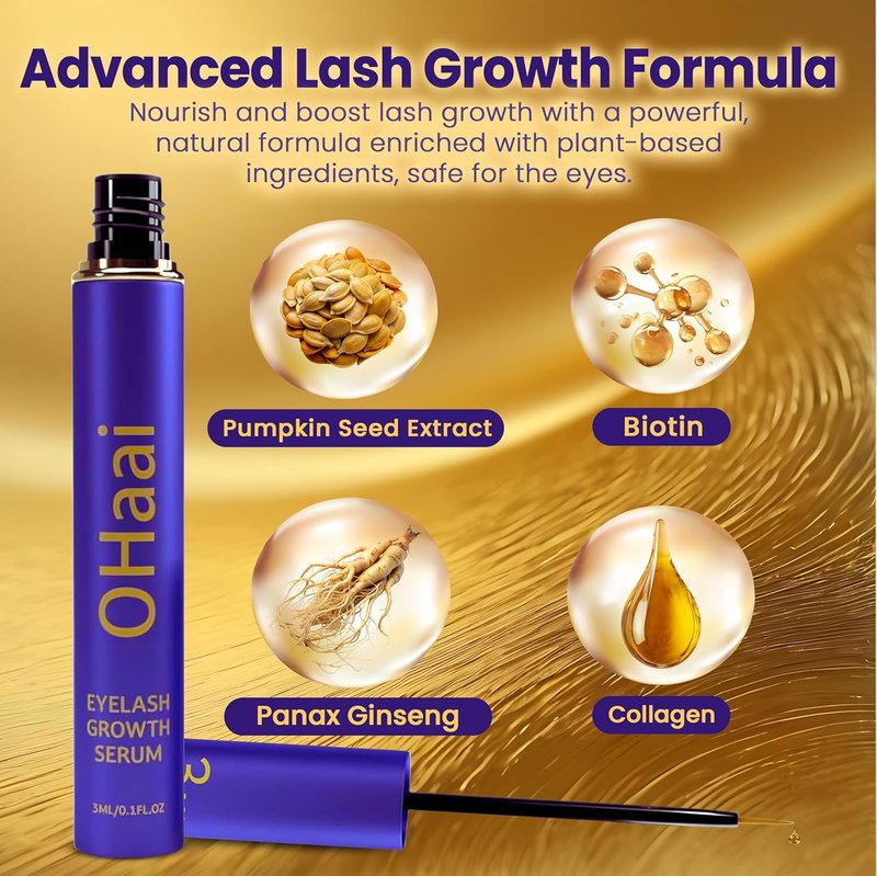 Eyelash Growth Serum - Prostaglandin-Free Formula for Thicker, Longer Lashes | Vegan & Cruelty-Free, 3ml, 90-Day Supply