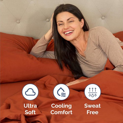 Comfy Twin Size 3-Piece Sheet Set by [Brand Name] | Breathable Cooling Bed Sheets - Luxury Hotel Quality - Deep Pockets, Soft & Wrinkle-Free - Oeko-Tex Certified - Terracotta