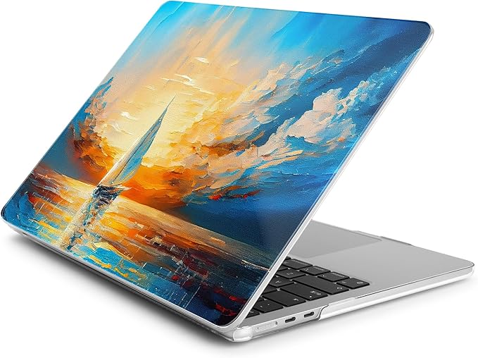 Batianda Premium Case for New MacBook Air 15 inch with M5 M4 M3 M2 Chip 2026 2025 2024 2023 Release, Designed Ultra-Slim Hardshell & Keyboard Cover & Screen Protector 4-in-1 Bundle, Sail