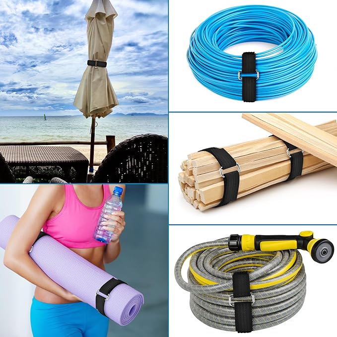 Nettbe 1"x39.4ft Hook and Loop Straps with 60 Buckles Adjustable Cut-to-Length Cable Ties Roll- Reusable Nylon Fastening Tape Cable Straps for Storage or Organization (1in x 39.4ft)