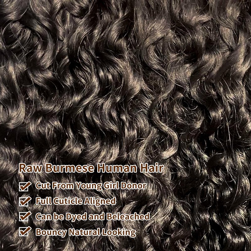12A Burmese Curly Bundles Human Hair 16 Inch 100% Unprocessed Virgin Hair Kinky Curly Bundles Water Wave Human Hair Bundles for Women