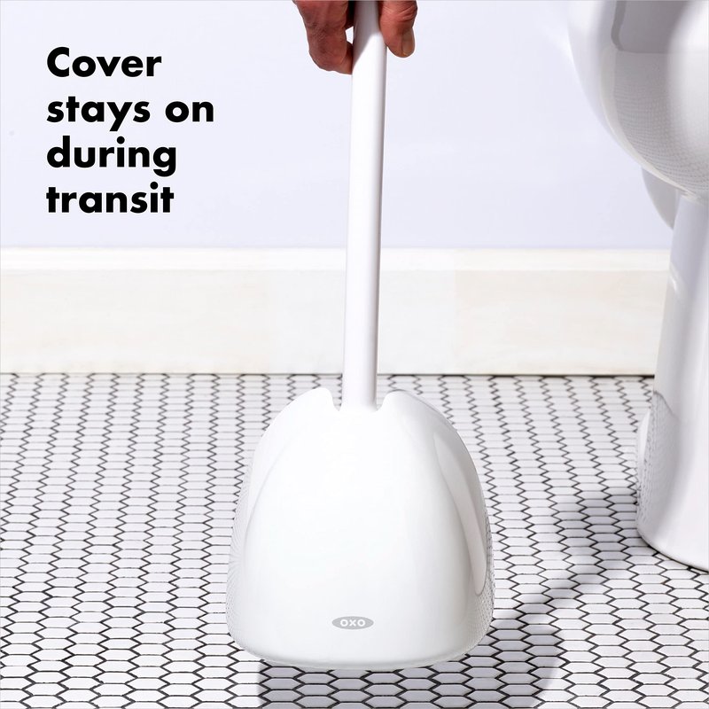 OXO Good Grips Toilet Plunger with Cover, White