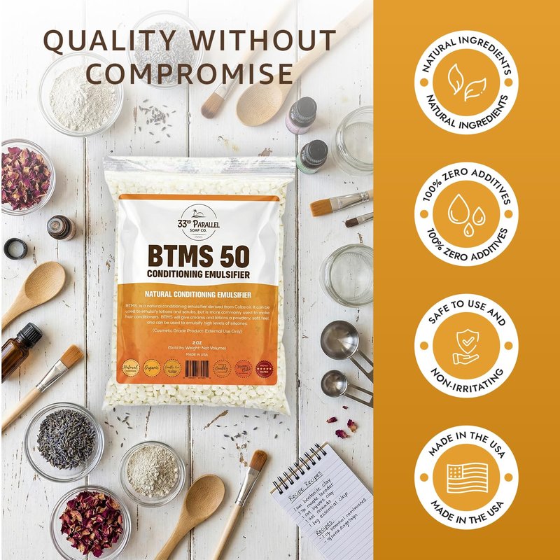 BTMS 50 Conditioning Emulsifier - 100% Natural Plant-Derived | 2 lbs Bulk | USA-Made