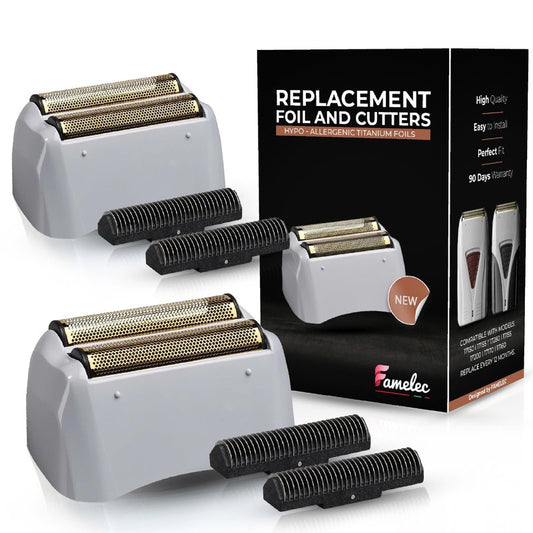 FAMELEC Pro Foil and Cutters for Andis Foil Shaver Models TS1 17150 17235 17220 TS2 17200, Razor Blades & Gold Foil Shaver Blades Compatible with Andis Shaver Foil Replacement #17155 17160 17280