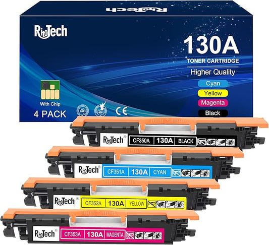 130A Toner Cartridge (with OEM CHIP),Compatible Replacement for HP 130 A CF350A CF351A CF352A CF353A for HP Color Laserjet Pro MFP M177fw M176n M177 M176 Printer,Black Cyan Yellow Magenta,4 Pack