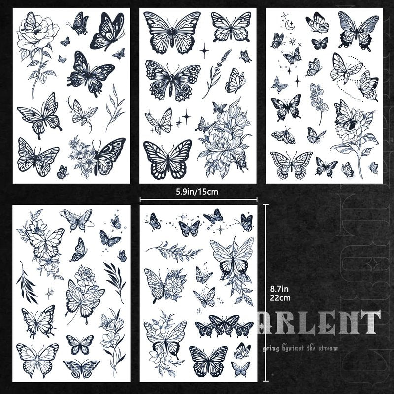 Butterfly Semi-Permanent Tattoos for Women | Realistic Body Art - 2 Weeks Long-Lasting, Waterproof Design