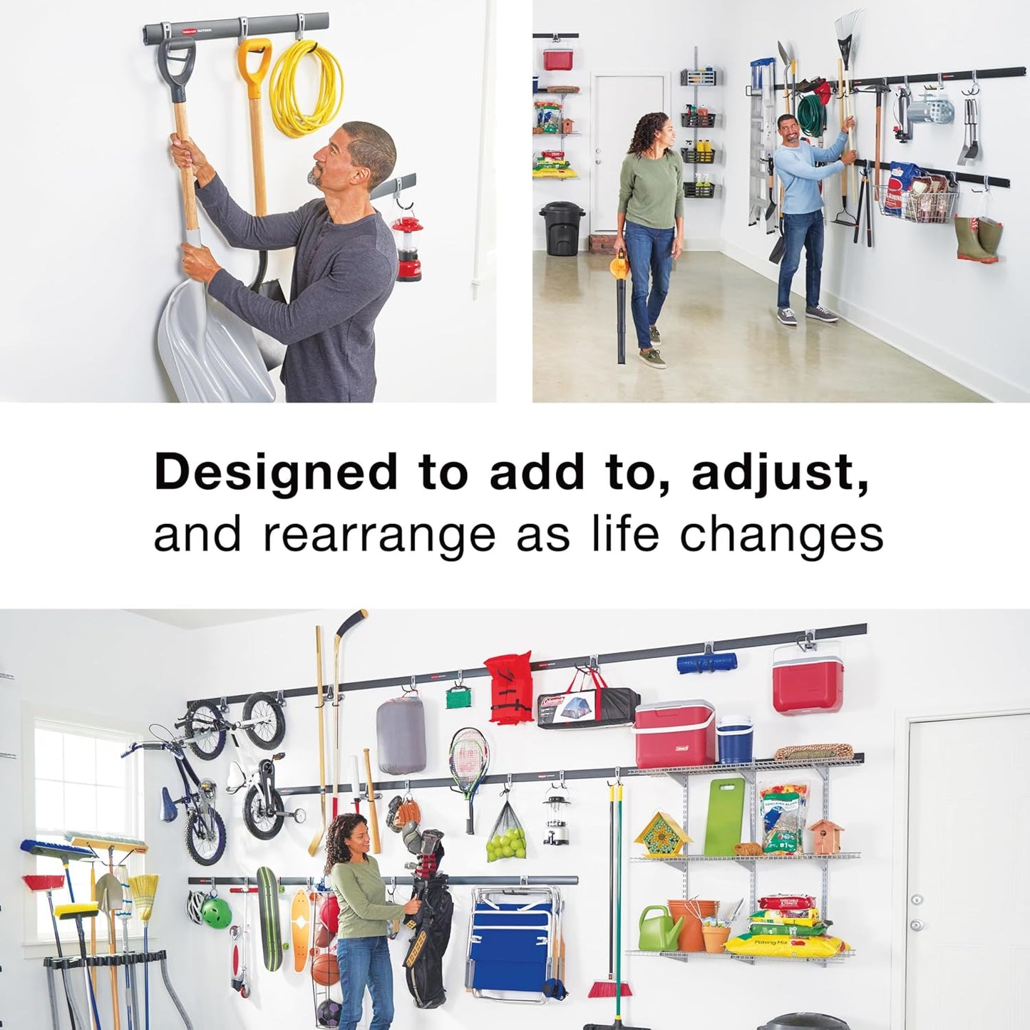 Rubbermaid FastTrack 2-Handle Hook - Space-Saving Garage Storage Solution for Rakes, Brooms, and Ladders