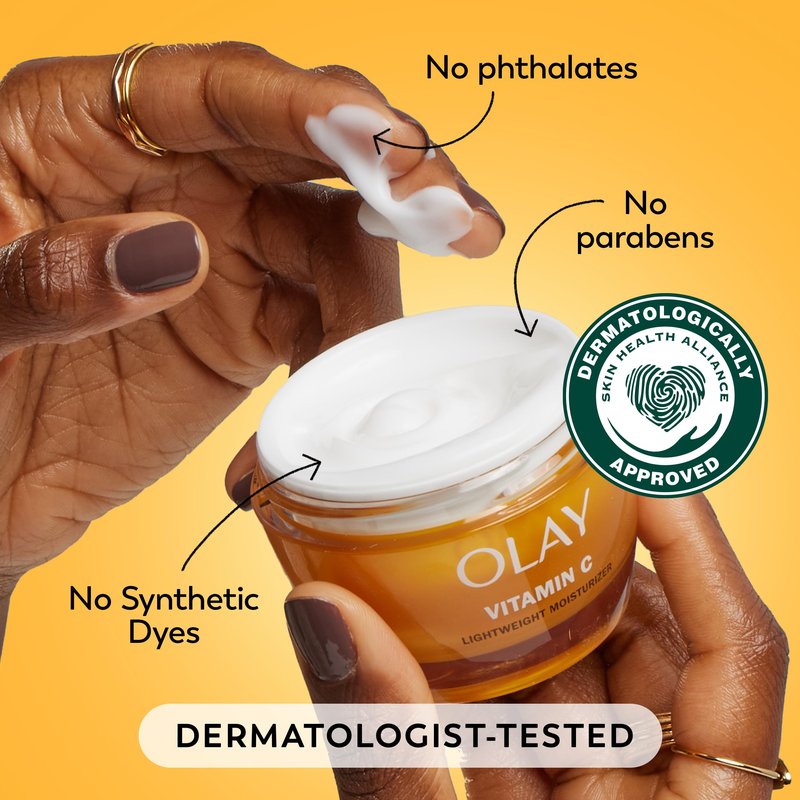 Olay Vitamin C Face Moisturizer, Brightening Cream for Women, Instant Hydration, Evens Tone, Dark Spot & Hyperpigmentation Reduction, Glowing Skin Care - Niaciniamide, Lactic Acid, 1.7 Oz
