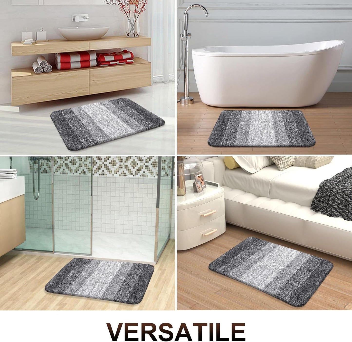 OLANLY Bathroom Rug Mat - Extra Soft, Absorbent Microfiber | Non-Slip Plush Shaggy 47x24 Grey