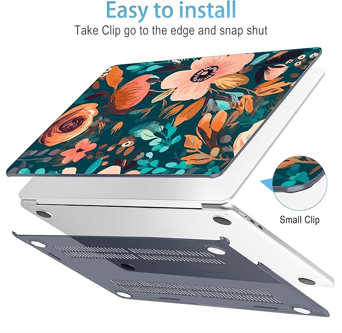 Mektron for 2026 MacBook Air 13-inch M5 Laptop Case A3449 with 13.6-inch Liquid Retina Display Fits 2025 A3240 M4 2024 A3113 M3 2023 A2681 M2 Printed Hard Shell for MacBook Air 13.6", Abstract Florals