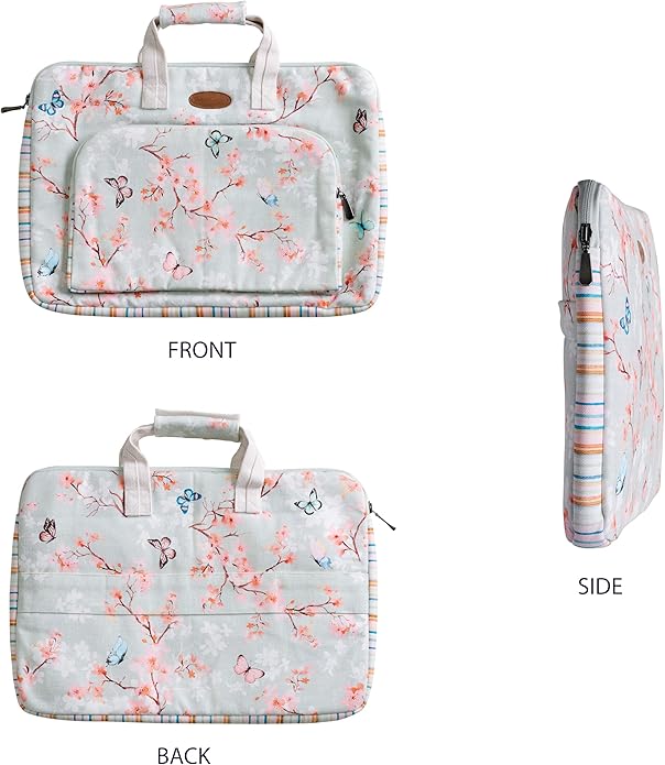 Maison d'Hermine Laptop Bag with Pocket Upto 13.5 inch Stain and Water Repellent Cotton Canvas Spring Summer (Blossoms in Spring)