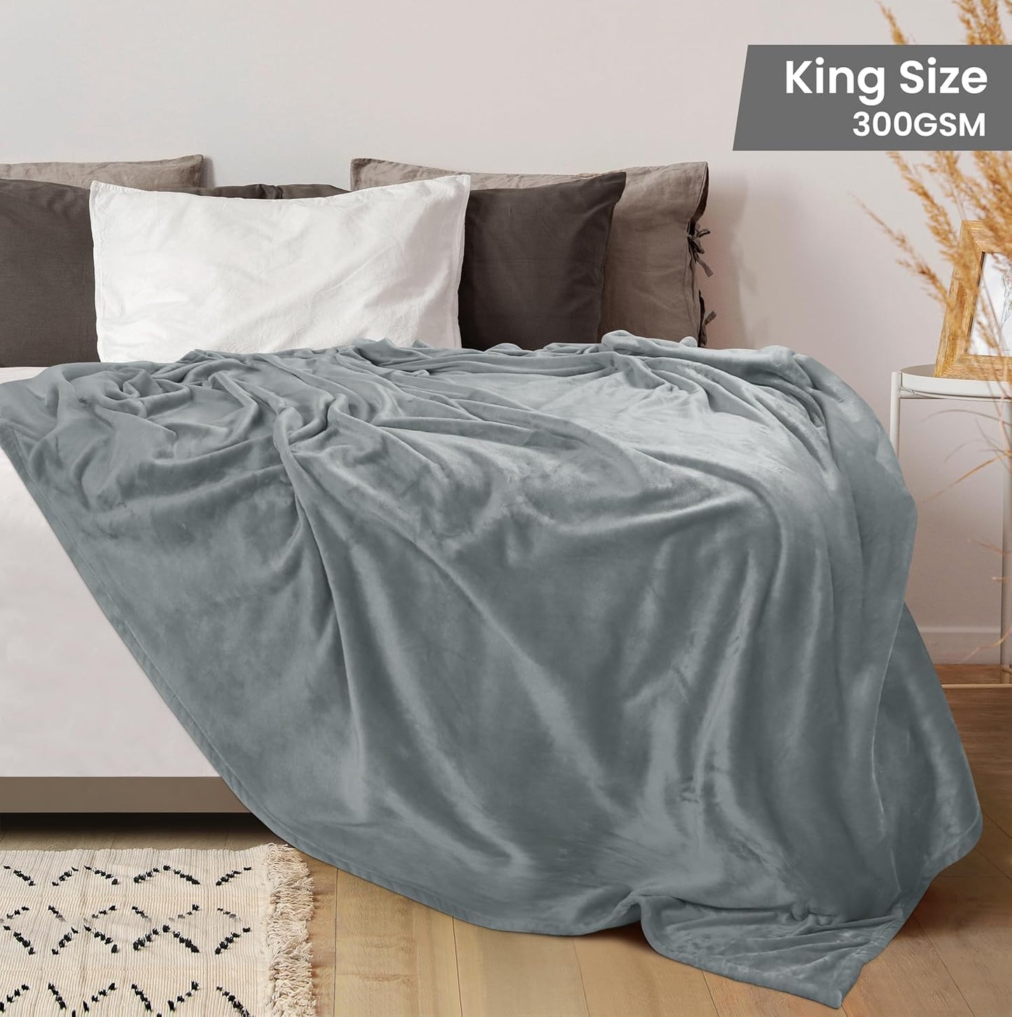 Utopia Bedding Fleece Blanket - King Size Luxury Soft Ash Grey Microfiber | 300GSM Anti-Static (90x102 Inch)