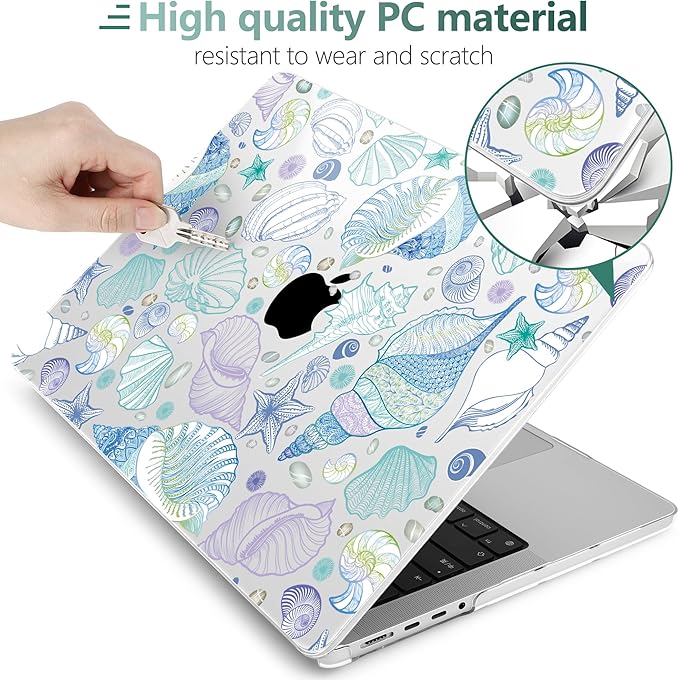 DONGKE Compatible with MacBook Pro 16 Inch Case (2026-2021 Release, M5 M4 M3 M2 M1 Pro/Max Chip), Plastic Hard Shell Cover with Keyboard Cover & Screen Protector for MacBook Pro 16", Sea Shells
