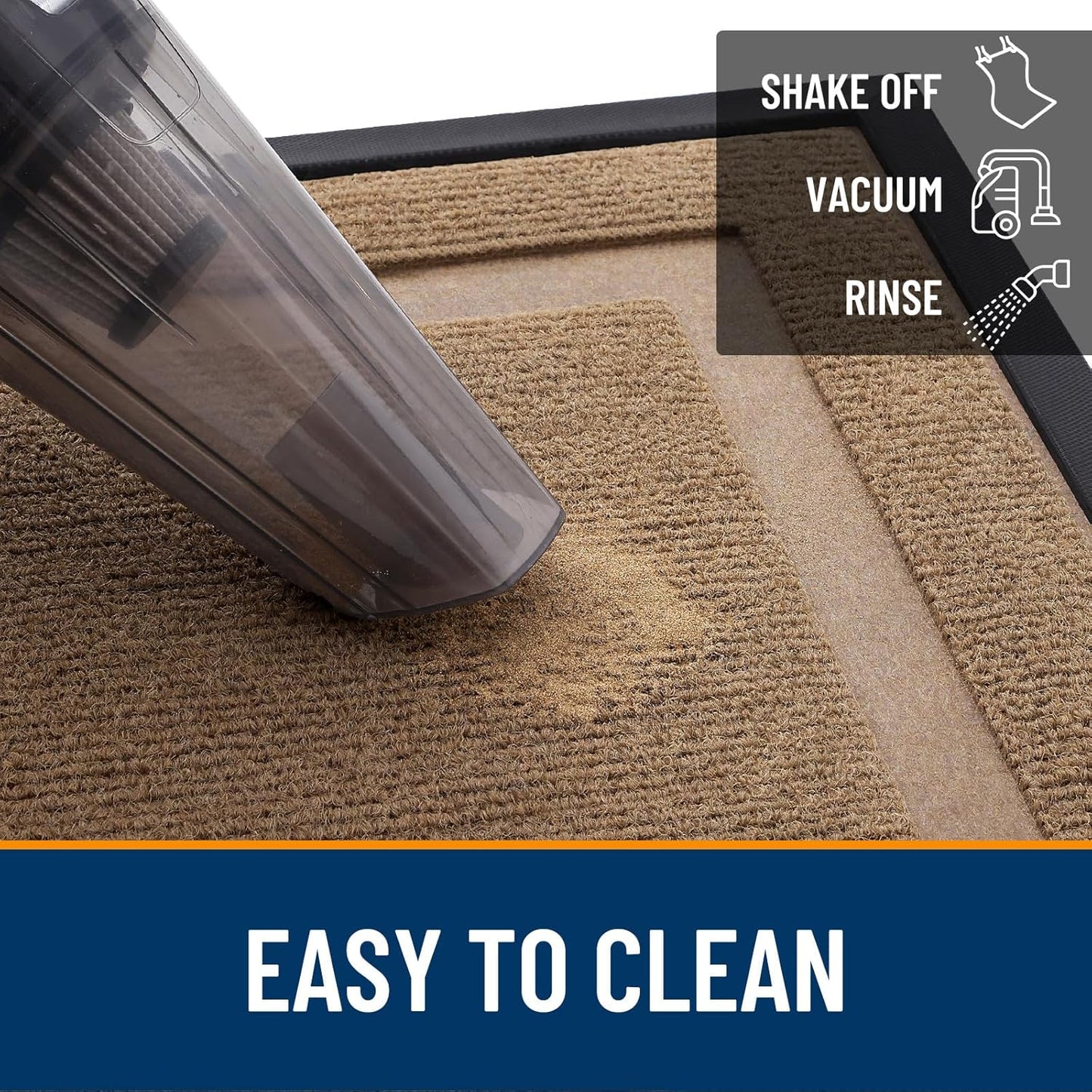 OLANLY Waterproof Front Door Mat - All-Season, Sturdy Natural Rubber, Easy Clean | 35x23, Light Brown