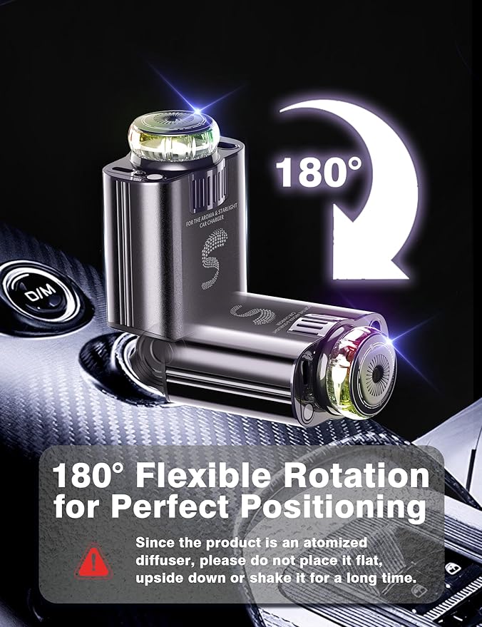 Retractable Car Charger USB C Fast Charging 120W, Car Accessories Cigarette Lighter Adapter with Aromatherapy Starlight, Car Charger iPhone16 15 14 13 12 11 Essentials Gifts for Traveler, Men, Women