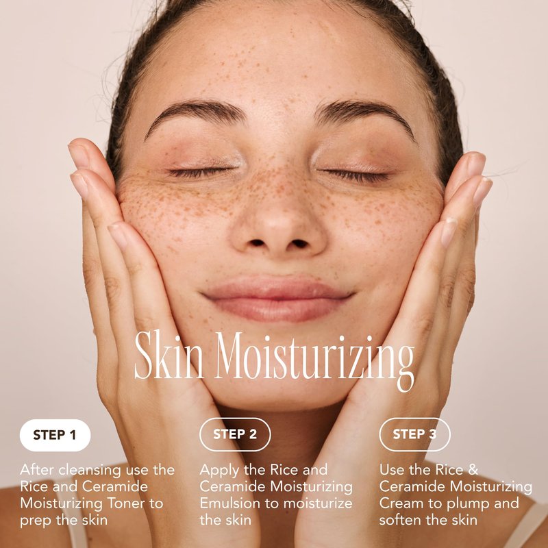 The Face Shop Rice Ceramide Moisturizing Skincare Set - Toner & Moisturizer, Korean Skin Care with Rice Water, Gift Set, Travel Size, Hydrating for Dry Skin