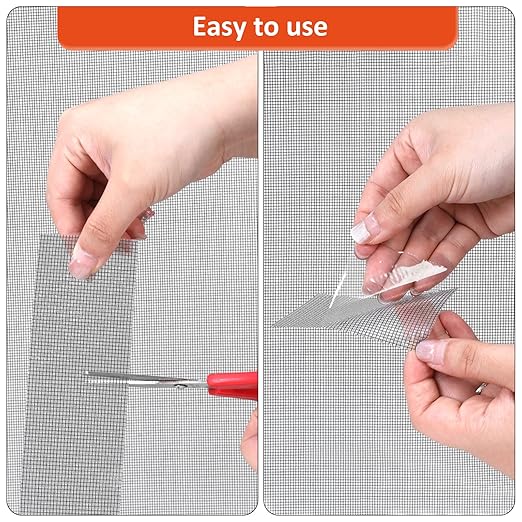 Secopad Grey Screen Repair Tape, 4" X 180" (15FT) Window Screen Door Repair Kit, Strong Adhesive Fiberglass Patch Tape Mesh