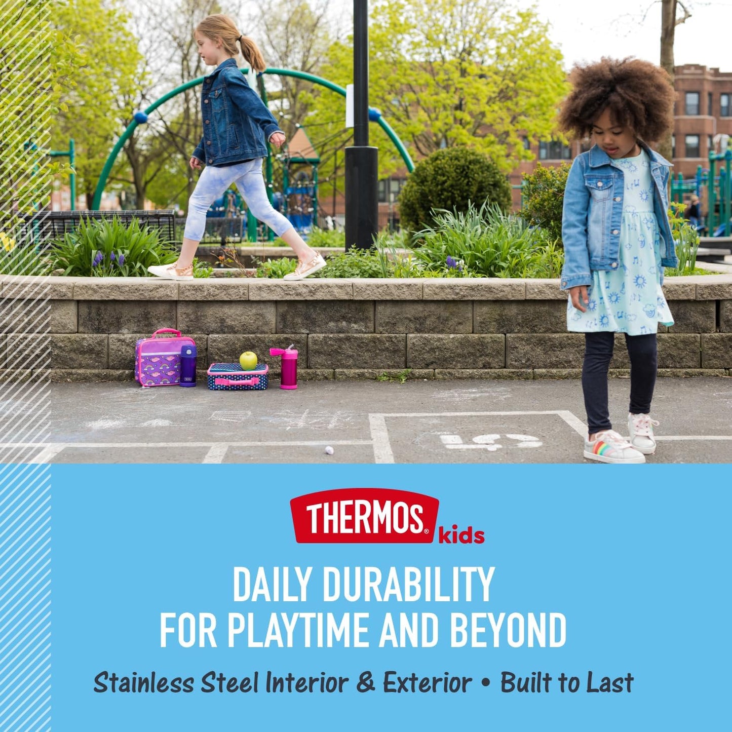 THERMOS FUNTAINER Water Bottle - 12 Ounce Kids Stainless Steel Vacuum Insulated Bottle with Straw