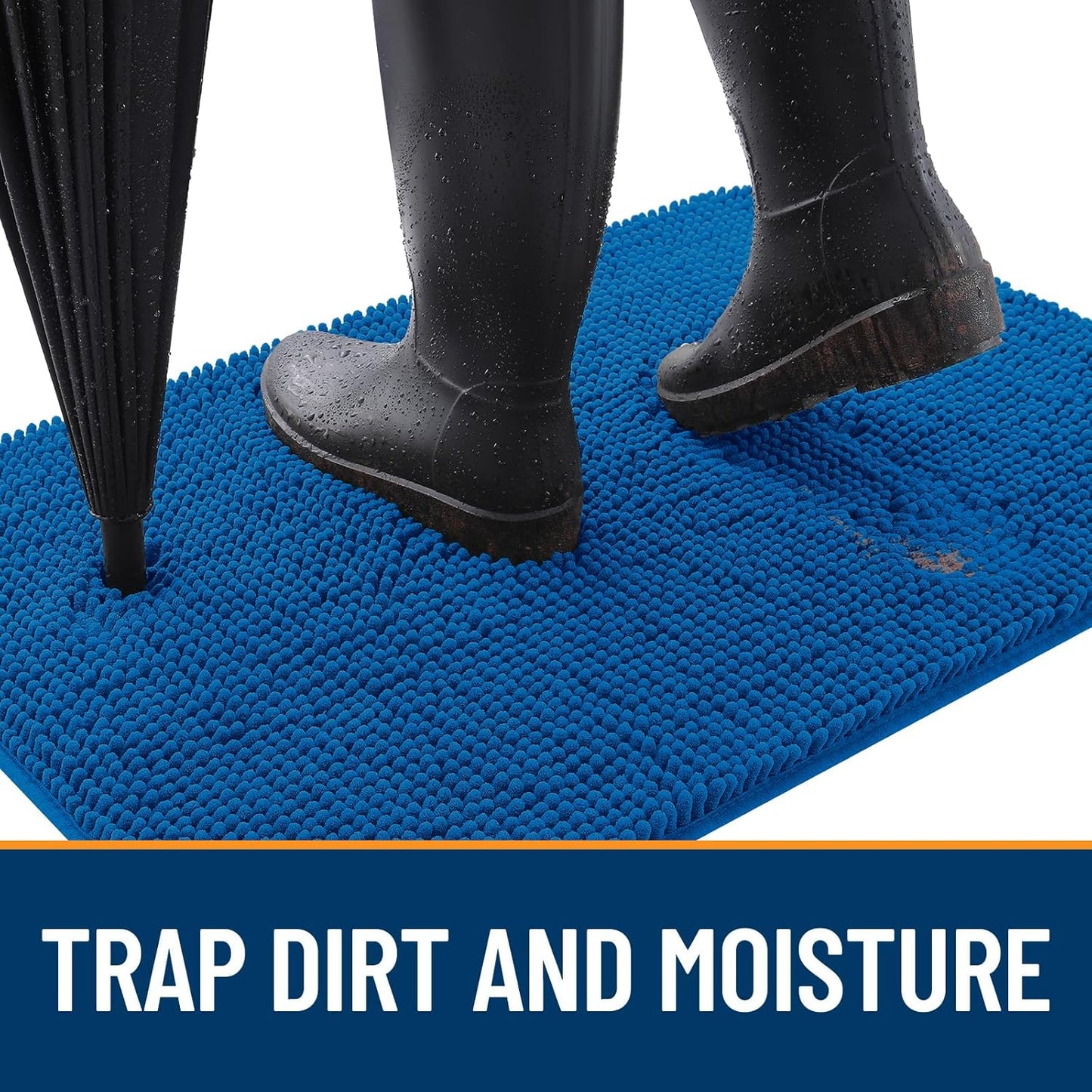 OLANLY Dog Door Mat - Absorbent Non-Slip Mud Mat for Indoor Use | 34x21 Deep Navy Blue