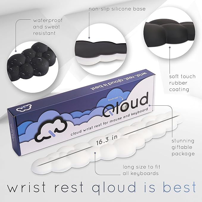 Pink Cloud Keyboard Wrist Rest – Create-ables Qloud Pink Wrist Rest for Computer Keyboard and Mouse, Ergonomic Memory Foam Wrist Pad with Non-Slip Base, Includes Cloud Mouse Pad