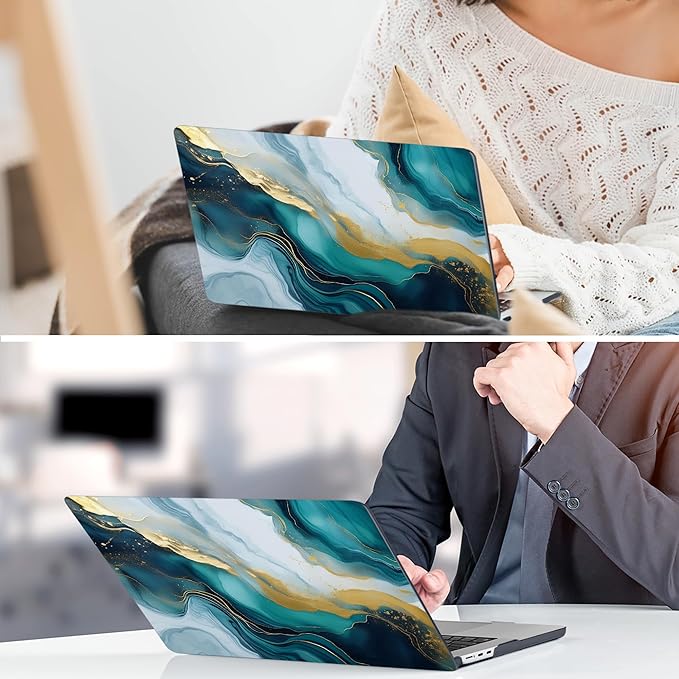 TWOLSKOO for MacBook Air 15 inch Case 2026 2025 2024 2023 Release M5 A3448 M4 A3241 M3 A3114 M2 A2941, Plastic Hard Shell & Screen Protector & Keyboard Cover & Type C Adapter, Graphite Marble