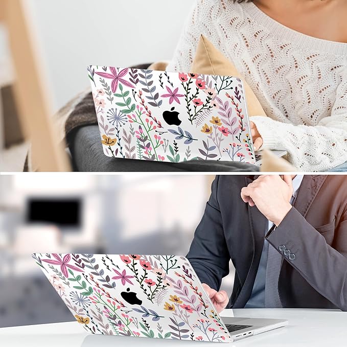 TWOLSKOO for MacBook Air 13 inch Case M5 2026 M4 2025 M3 M2 2024-2022 A3449 A3240 A3113 A2681, Plastic Hard Shell & Keyboard Cover & Screen Film for MacBook Air 13.6 inch Case, Tiny Flower