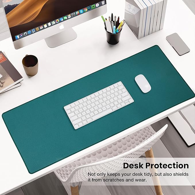 ALOANES Green Waterproof Desk Mat, Large Mouse Pad with Extended Mouse Mat, with Anti Slip Base, Stitched Edge, Grain Jacquard Surface, Perfect for Gamer, Office& Home 3XL(35.43"x15.74"x0.12")
