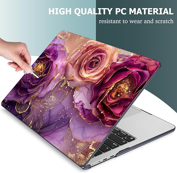 Mektron for 2026 MacBook Air 13-inch M5 Laptop Case A3449 with 13.6-inch Liquid Retina Display Fits 2025 A3240 M4 2024 A3113 M3 2023 A2681 M2 Printed Hard Shell for MacBook Air 13.6", Marble Flowers