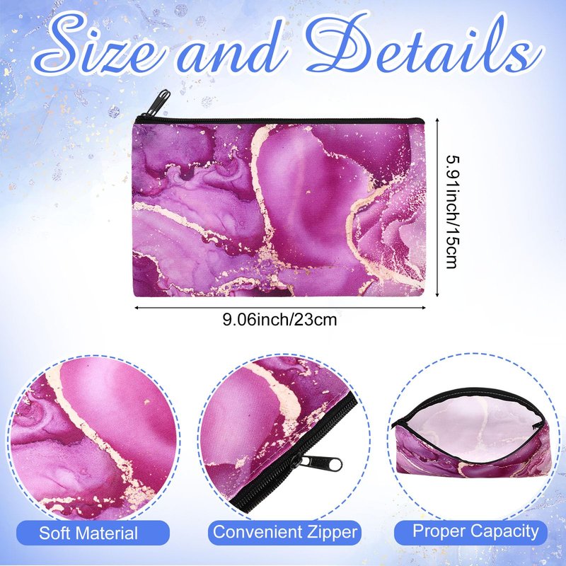 Hillban 36 Pcs Marble Makeup Bags Marble Gifts Cosmetic Bags for Women Travel Toiletry Pouch with Zipper Portable Organizer Pouch for Cosmetics Makeup Brushes, 12 Styles