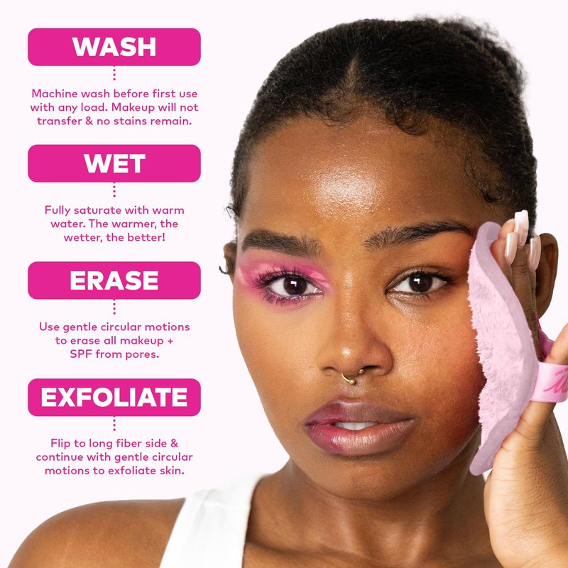 The Original MakeUp Eraser 7-Day Set, Erase All Makeup with Just Water, Including Waterproof Mascara, Eyeliner, Foundation, Lipstick, Sunscreen, and More! Ballet Core, 7ct.