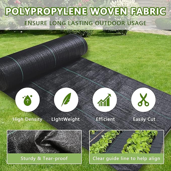 1.4ftx200ft Weed Barrier Landscape Fabric Heavy Dutyï¼Weed Block Gardening Ground Cover Mat, Weed Control Garden Cloth ï¼Woven Geotextile Fabric for Underlaymentï¼Commercial Driveway Fabric