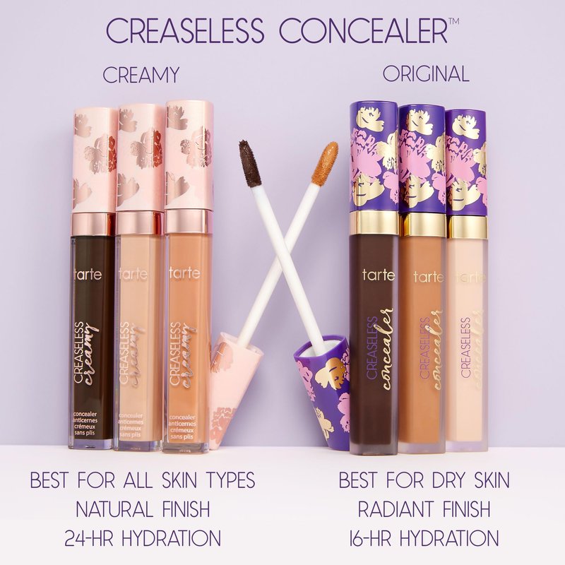 tarte creaseless creamy full-coverage concealer – Waterproof Hydrating Longwear, Niacinamide & Caffeine for covering Dark Circles & Blemishes, Vegan & Cruelty-Free, full size, 22N light neutral