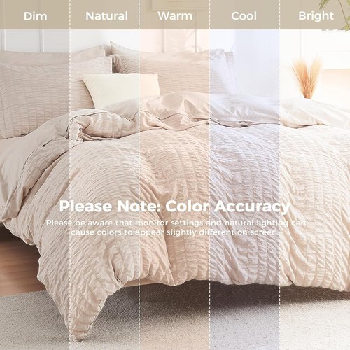 HYMOKEGE California King Comforter Set - 7-Piece All-Season Luxury Bedding in Beige