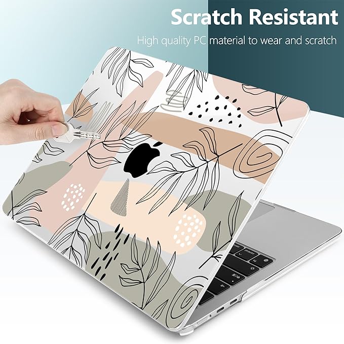 TWOLSKOO for MacBook Air 15 inch Case 2025 2024 2023 Release M4 A3241 M3 A3114 M2 A2941, Plastic Hard Shell & Screen Protector & Keyboard Cover & Trackpad Film, Tropical Leaves