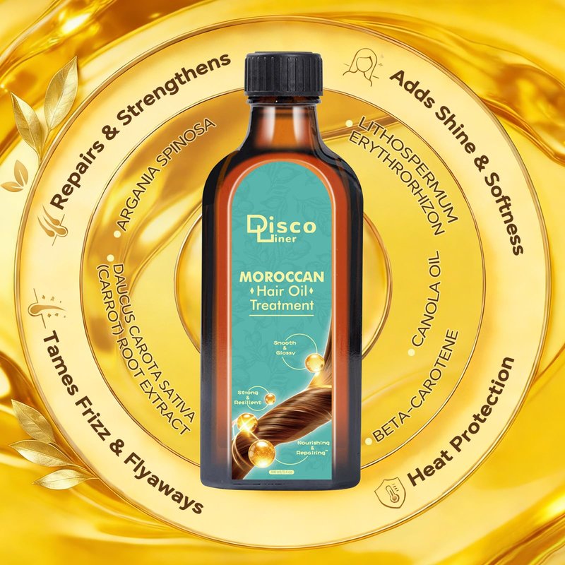Discoliner Luxury Moroccan Hair Oil for Dry, Frizzy Hair & Split Ends, Hair Oil Treatment for Shine, Hydration & Repair (1, 100, Milliliters)