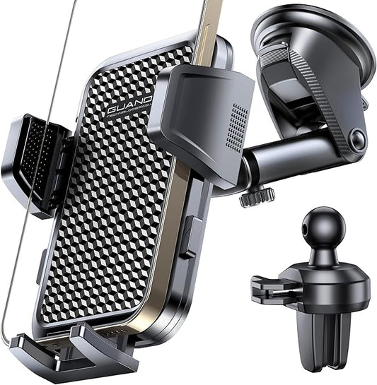 2026 Ultimate Car Phone Holder Mount (+Air Vent Clip) [Military Grade Stable], 360° Rotatable Suction Cup Car Phone Mount for Dashboard Windshield ,Truck Cradle Stand for iPhone 17 16 Pro Max Samsung