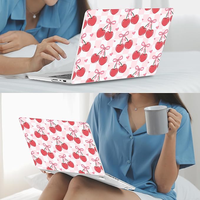 Mektron Case for 2026 M5 MacBook Pro 16 inch A3429 A3428 M4 A3403 A3186 M3 A2991 M2 A2780 M1 A2485 (2021-2025) Pro/Max with Liquid Retina XDR, Hard Shell Plastic Laptop Cover, Cherries Bows C353