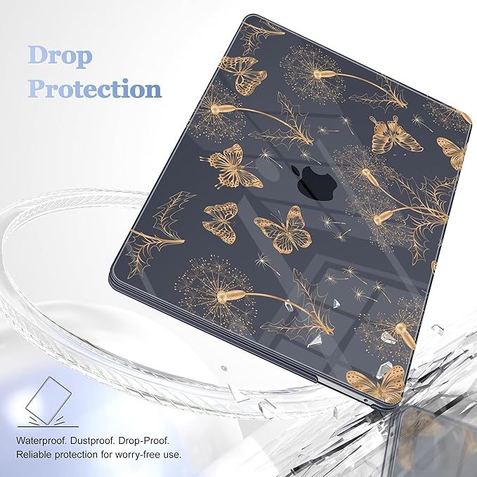 Lepeoac Case for MacBook Pro 13 inch Case M2 2022-2016 A2338 M1 A2251 A2289 A2159 A1989 A1708 A1706, Plastic Hard Shell + Keyboard Cover + Dust Plug, Butterflies