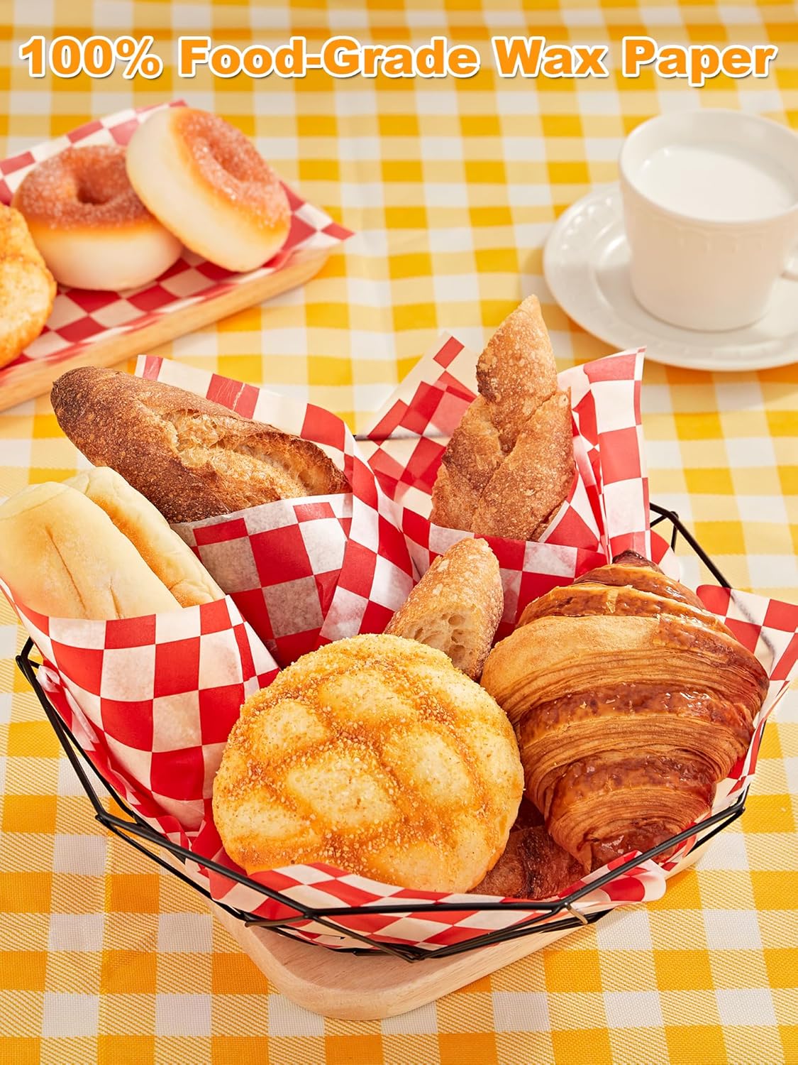 SMARTAKE 12 x 12 Inches Wax Paper - 250 Pcs Non-Stick Hamburger Patty Paper | Red Plaid Sandwich Separators