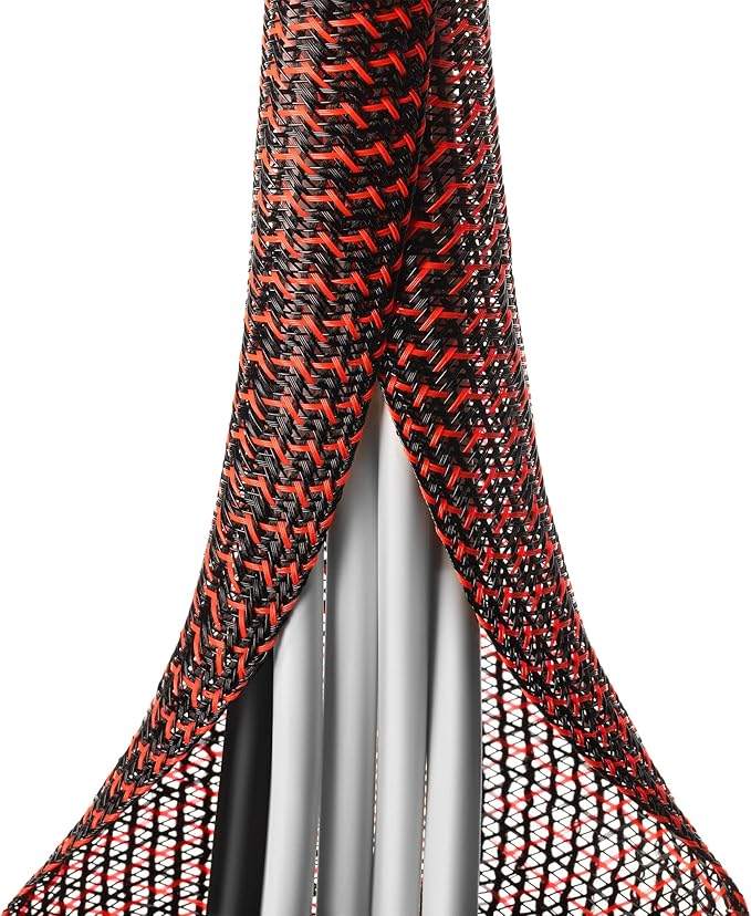 ZhiYo Cable Sleeve, 6.6ft - 1/2 inch, Black - Red