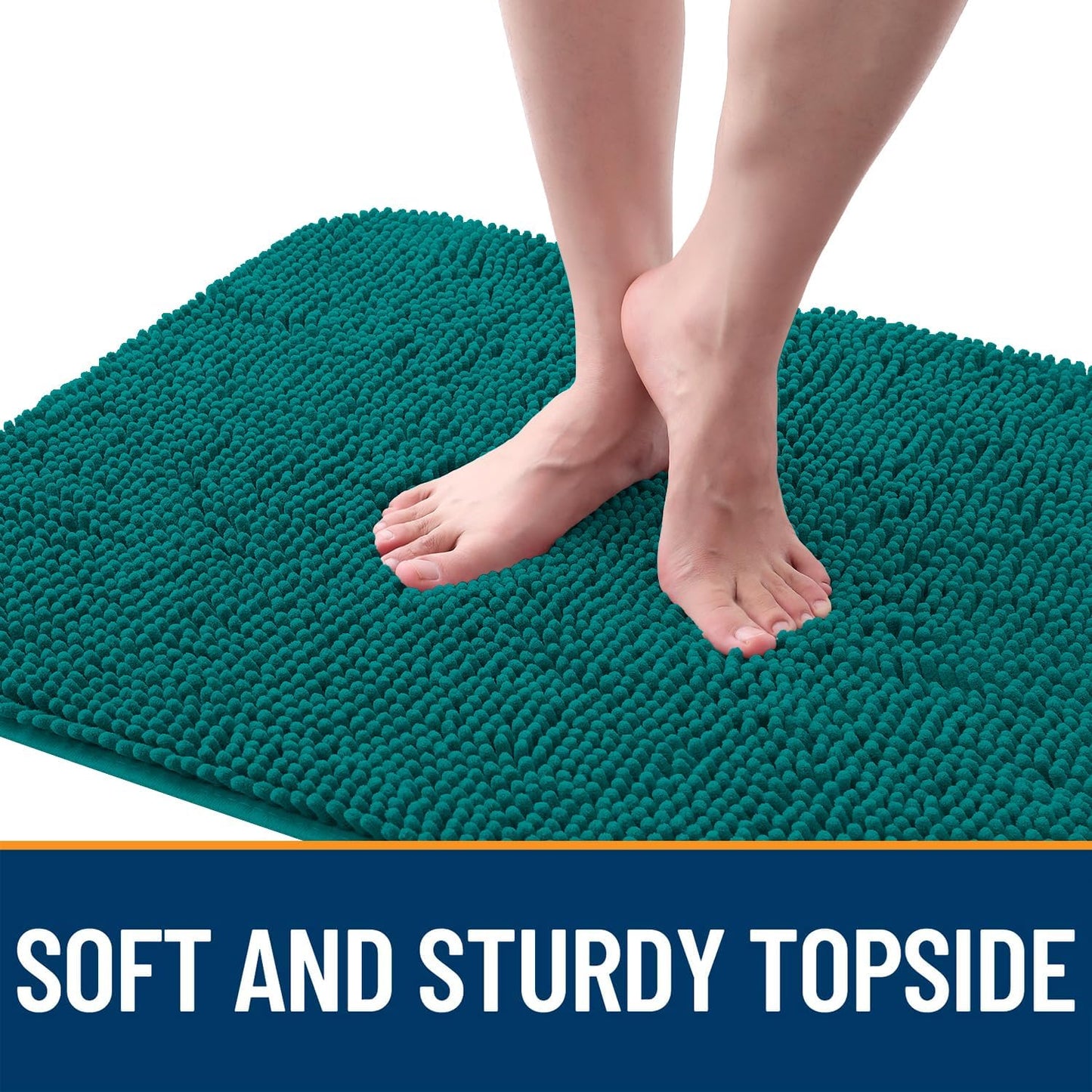 OLANLY Dog Door Mat - Absorbent Non-Slip Chenille for Muddy Paws | 34x21, Quick Dry Indoor Entryway Carpet, Lake Blue